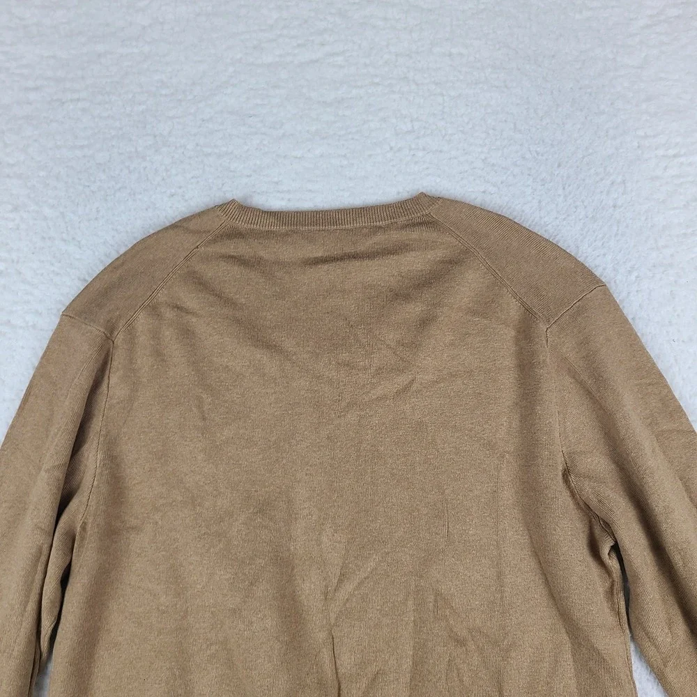 Polo Ralph Lauren Sweater Mens Medium Brown V Neck Pima Cotton Sweatshirt